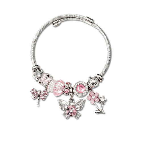 Blushline Pink Butterfly Twisted Cable Bangle