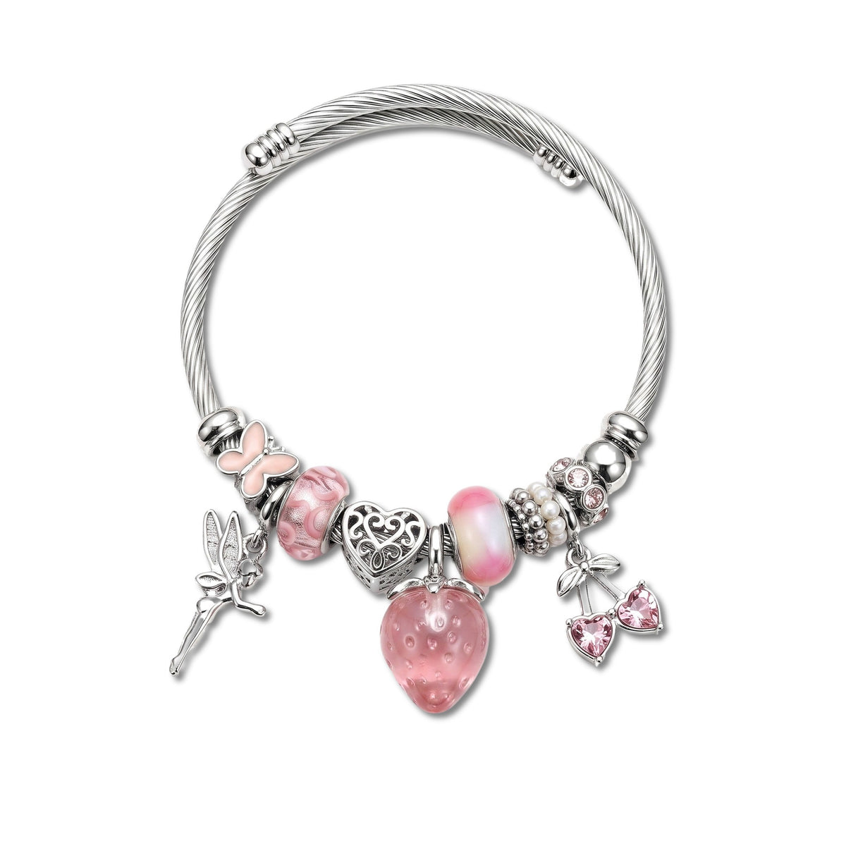 Blushline Pink Heart and Fairy Wire Bangle