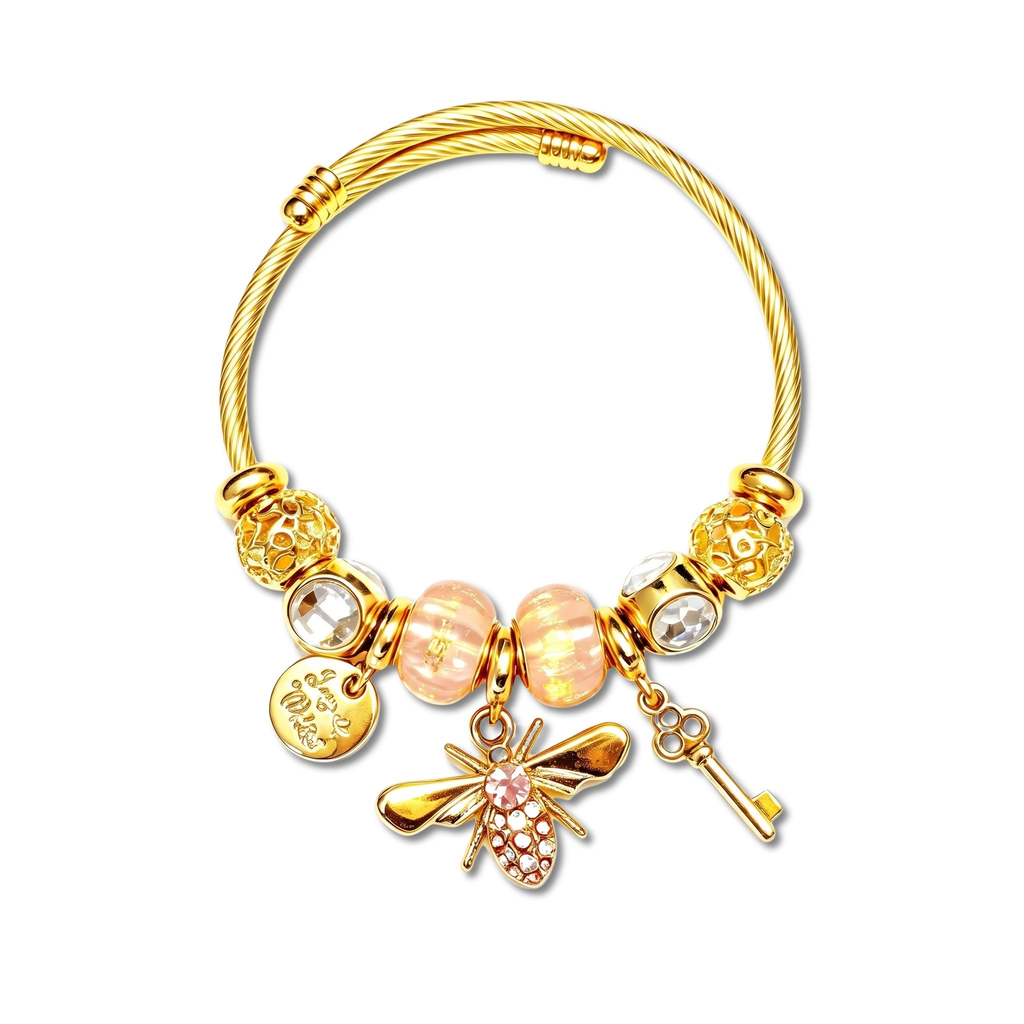 Blushline Pink Murano and Dragonfly Bangle