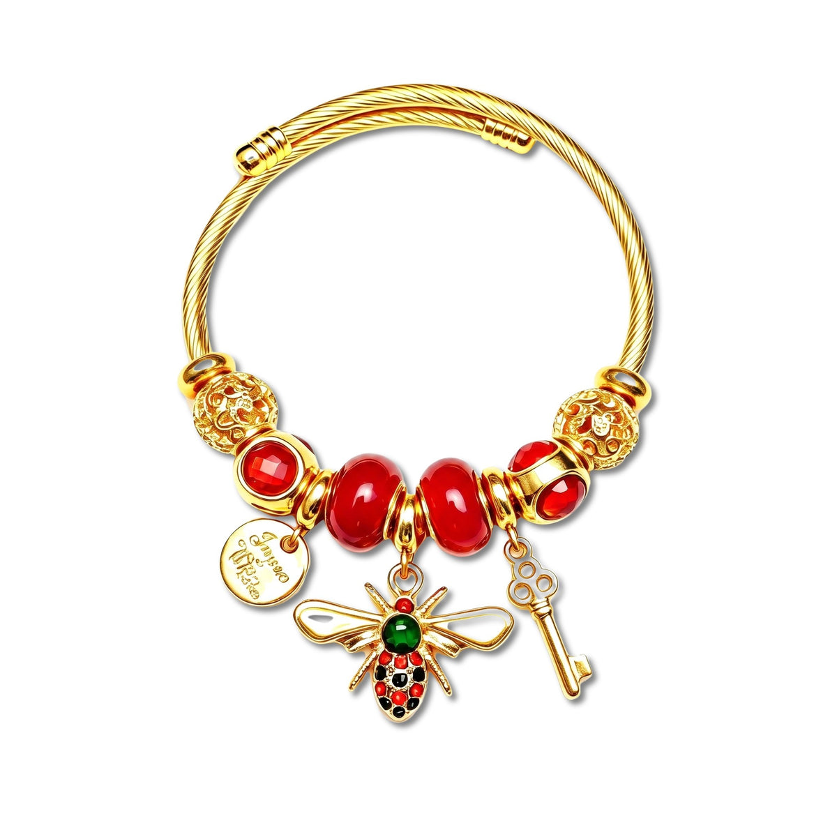 Hedgerow Bee and Key Charm Bangle