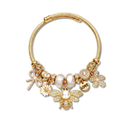 Hedgerow Bee and Pearl Floral Cuff Bangle