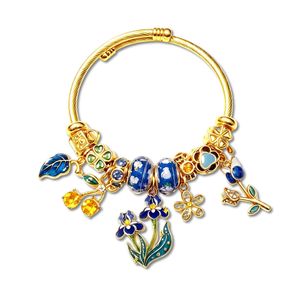 Hedgerow Blue Iris Vintage Cable Bangle