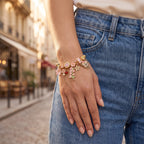 Hedgerow Spring Blossom and Butterfly Cable Bangle worn on the wrist