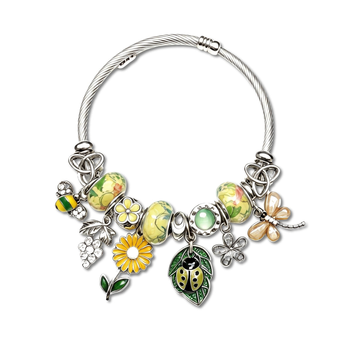 Hedgerow Spring Nature Silver Cable Bangle