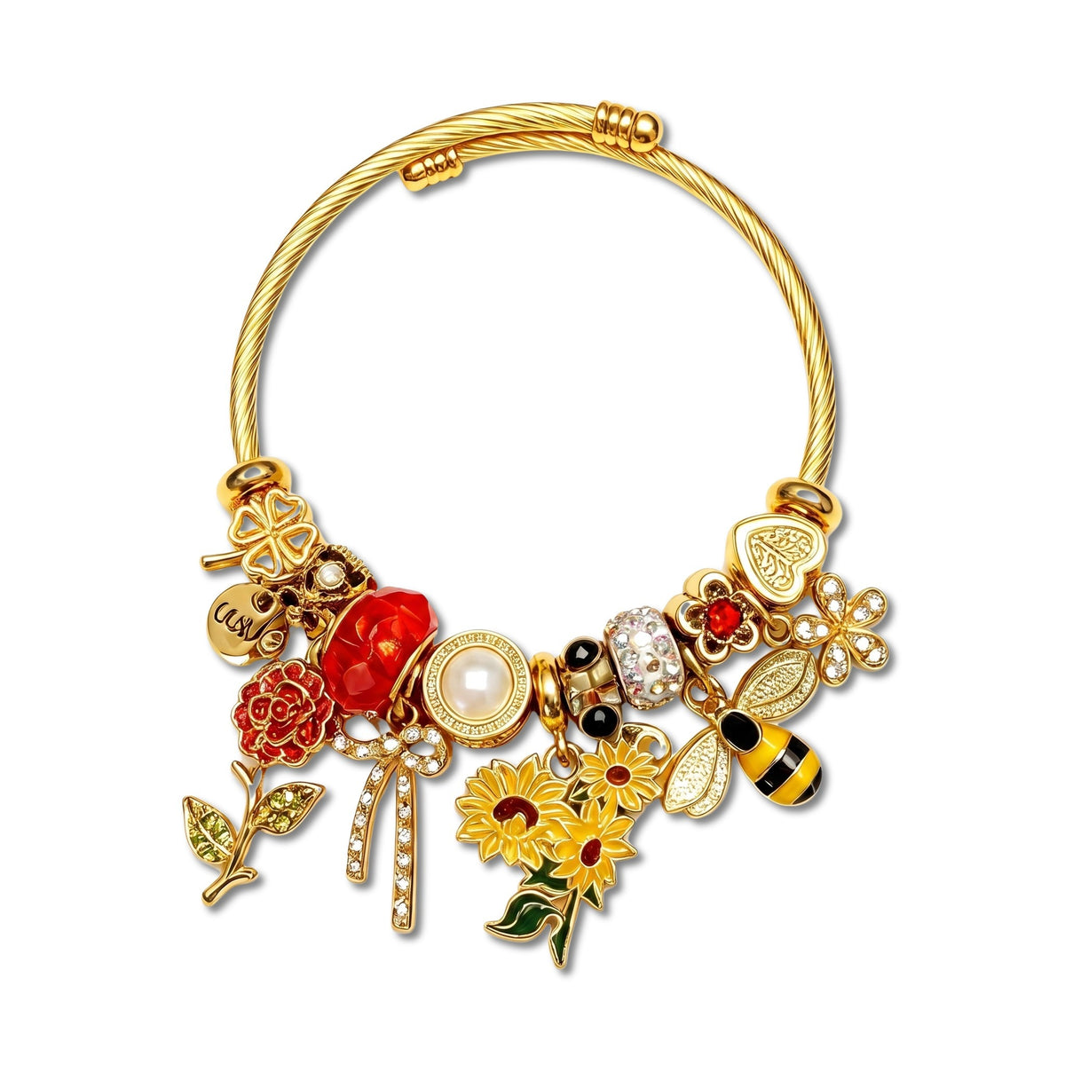 Hedgerow Sunflower and Bee Twisted Bangle