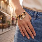 Nightfall Black Butterfly and Rose Bangle worn on the wrist