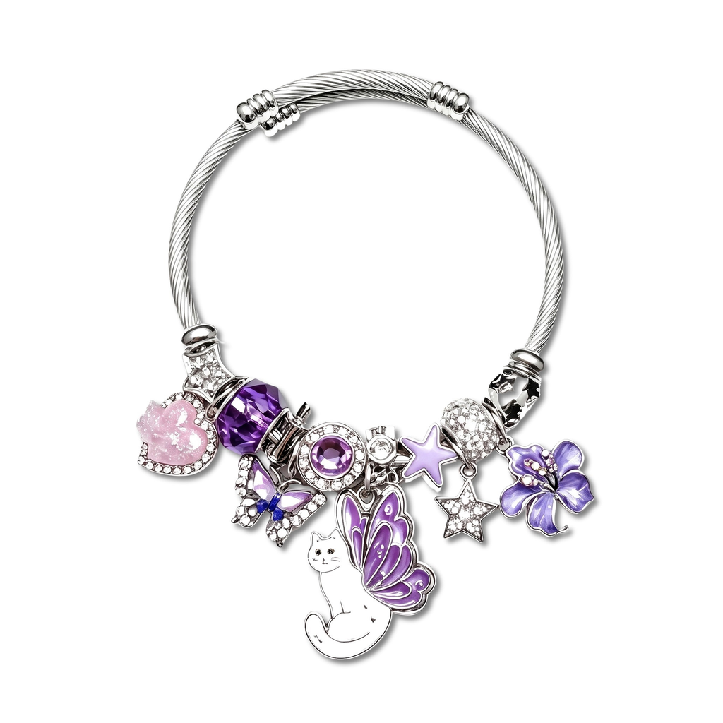 Nightfall Purple Butterfly Cat Bangle