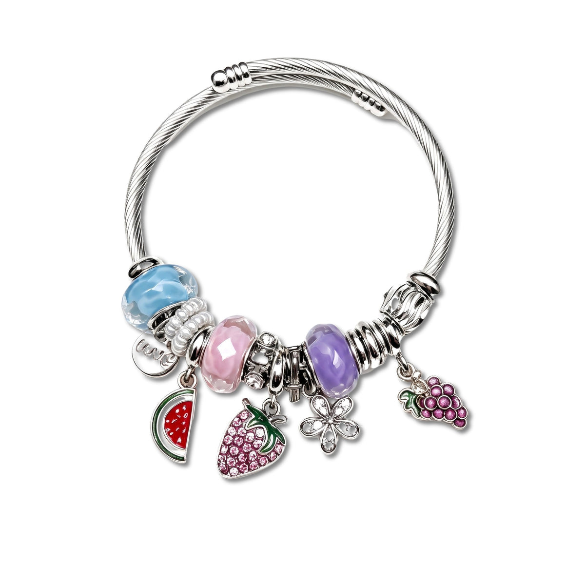 Orchard Fruit Charm Cable Bangle