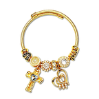 Reliquary Cross and Heart Charm Bangle