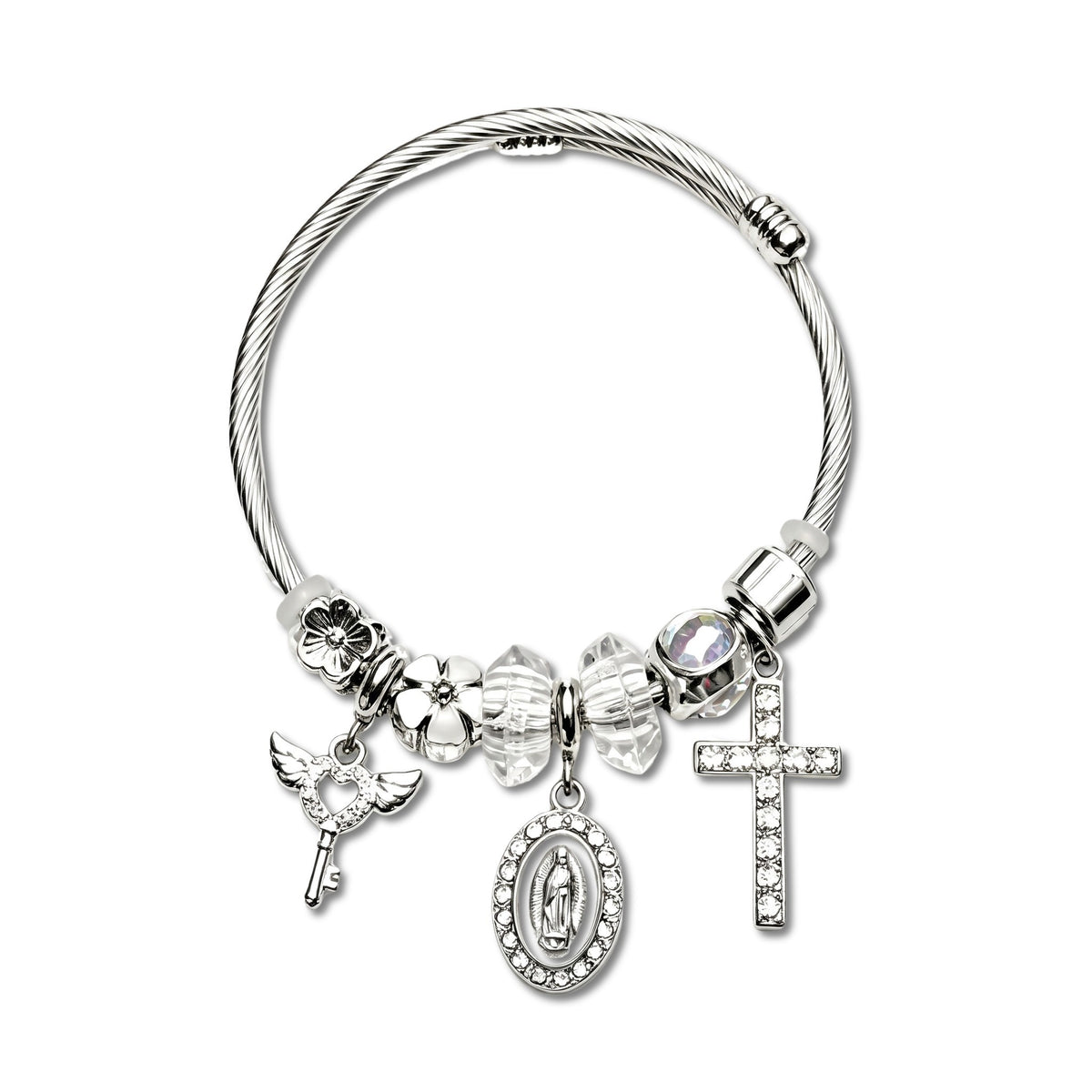 Reliquary Cross and Key Charm Bracelet