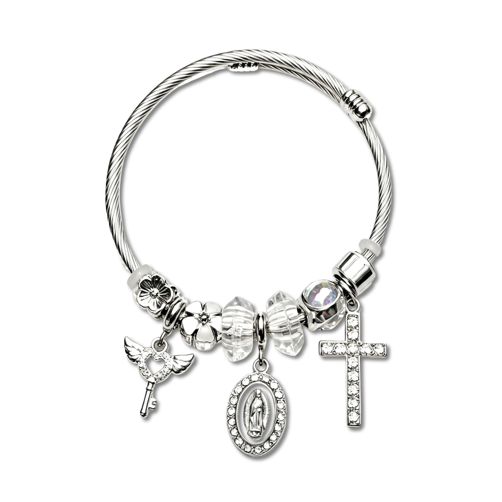 Reliquary Cross and Key Charm Bracelet