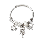 Rockpool Jellyfish and Crab Silver Bangle