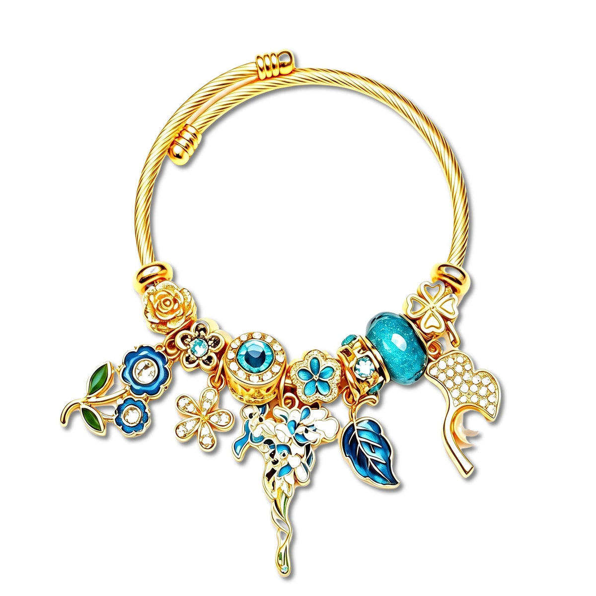 Wisp Teal Fairy Cable Wire Bangle