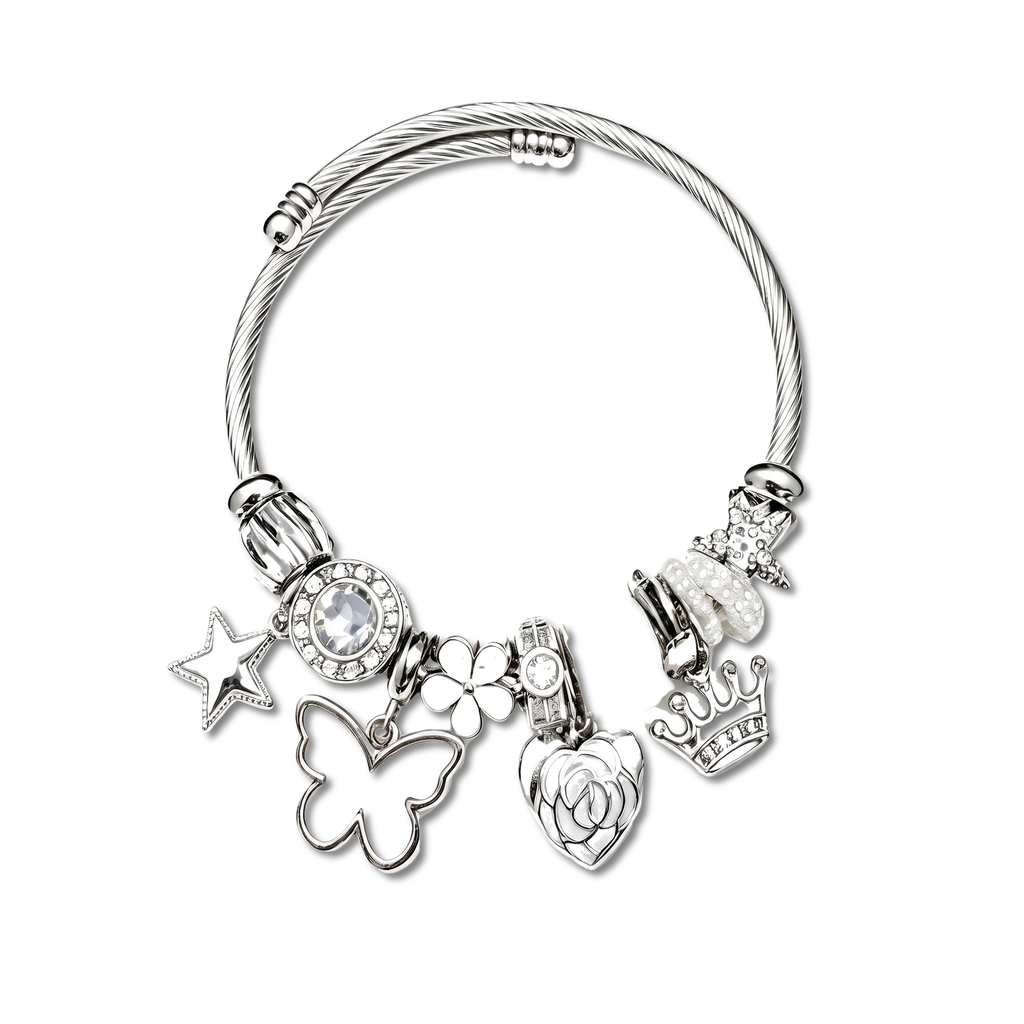 Wisp White Fairy Charm Twisted Bangle